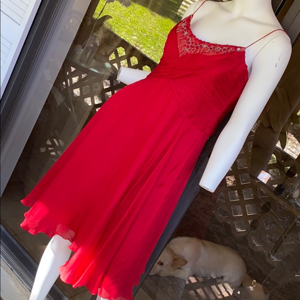 Badgley Mischka silk beaded cocktail dress